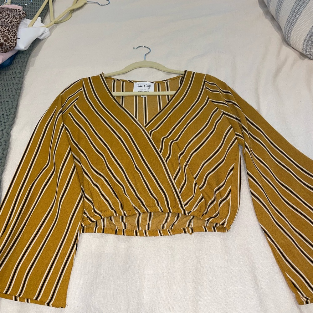Striped long sleeve shirt.